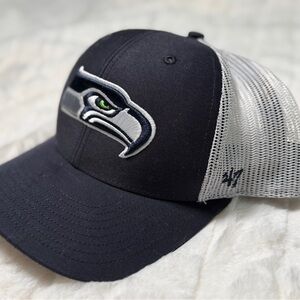 Seahawks Navy and White Mesh Cap